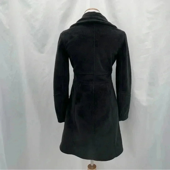 Athleta Women's Long Sherpa Minka Coat XS Black Fleece Zipper Closure Pockets - Picture 3 of 16